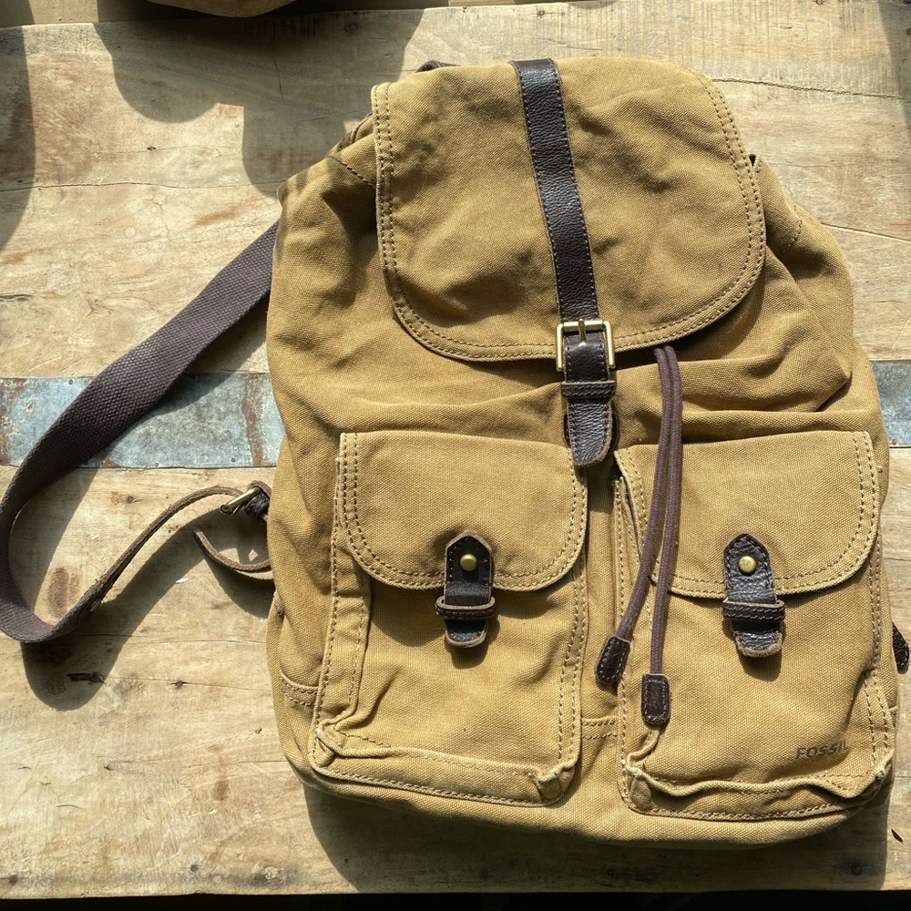 Fossil Canvas and Leather Rucksack